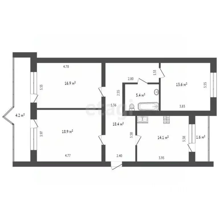 3-к кв. Забайкальский край, Чита Ангарская ул., 46 (87.3 м) - Фото 1