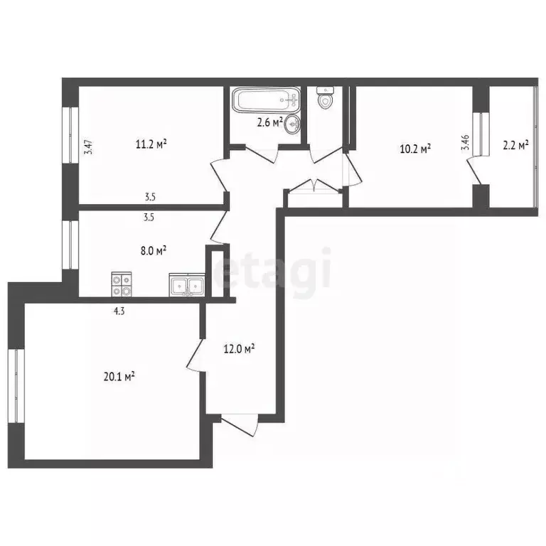 4-к кв. Крым, Щелкино Ленинский район, 3-й мкр, 101/1 (66.4 м) - Фото 2