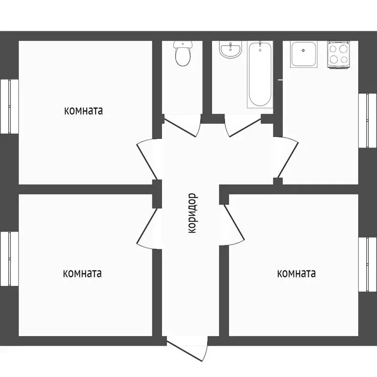 3-комнатная квартира: Улан-Удэ, улица Гагарина, 42 (82.9 м) - Фото 1