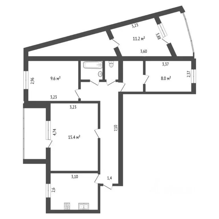 4-к кв. Тюменская область, Тюмень ул. Максима Горького, 23А (74.7 м) - Фото 2