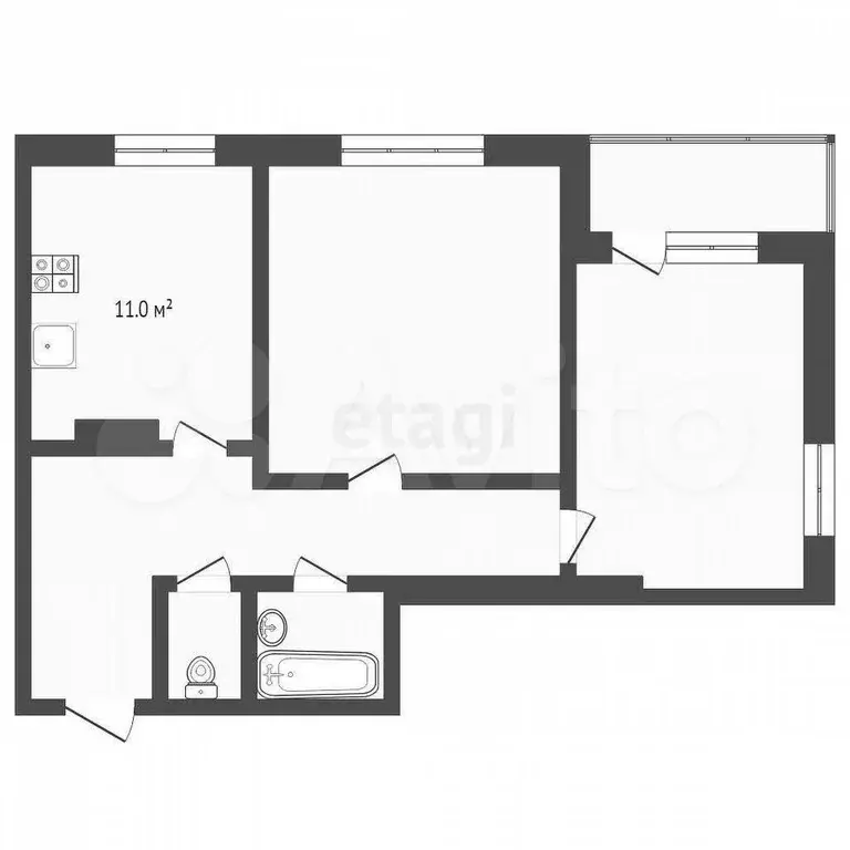2-к. квартира, 60 м, 17/17 эт. - Фото 0