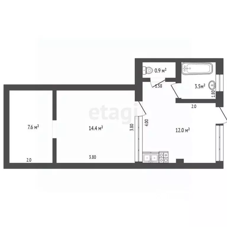 2-к кв. Крым, Ялта ул. Киевская, 38 (38.4 м) - Фото 1