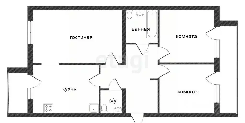 3-к кв. Вологодская область, Вологда пос. Осаново, ул. Осаново, 1 ... - Фото 1