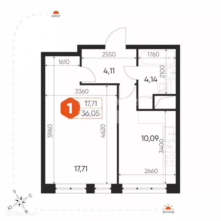 Продаётся 1-к квартира, 36.05 м - Фото 0