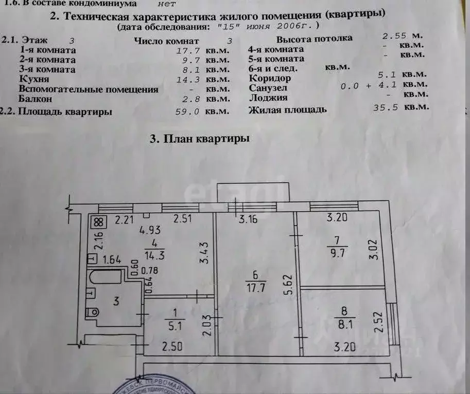 3-к кв. Удмуртия, Ижевск ул. А.Н. Сабурова, 33 (59.0 м) - Фото 2