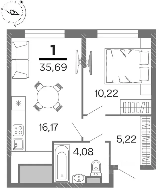 1-к кв. Рязанская область, Рязань Бирюзова Парк жилой комплекс (35.69 ... - Фото 1