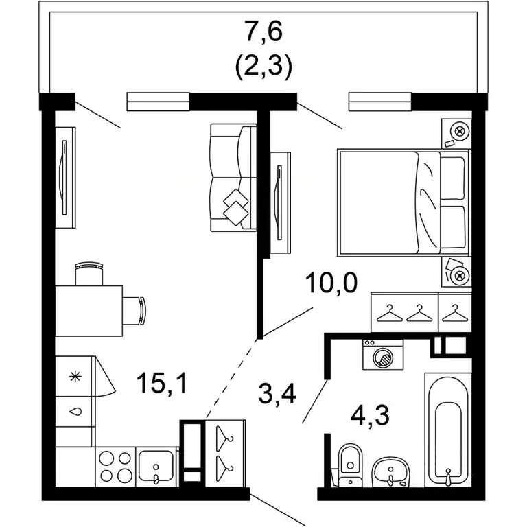 1-к кв. Краснодарский край, Сочи пос. Кудепста,  (35.1 м) - Фото 0