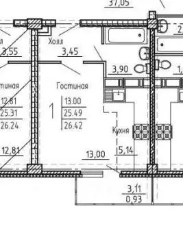 Студия Пензенская область, Пенза ул. Генерала Глазунова, 6 (24.7 м) - Фото 2