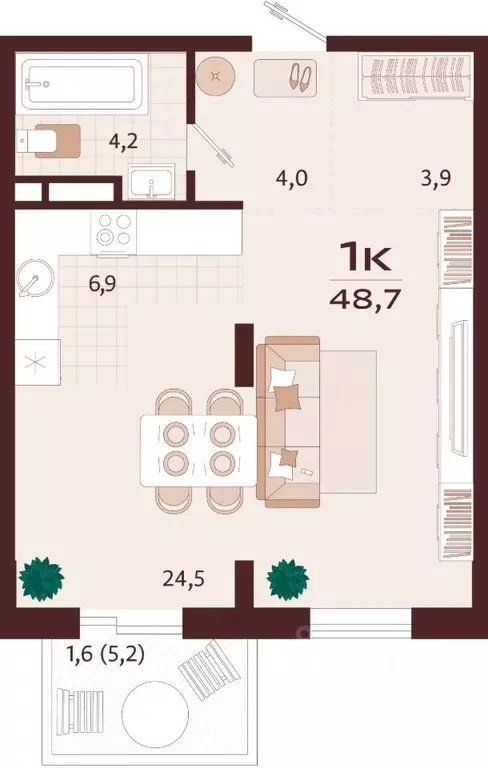 1-к кв. Крым, Ялта Роялта жилой комплекс (48.7 м) - Фото 0