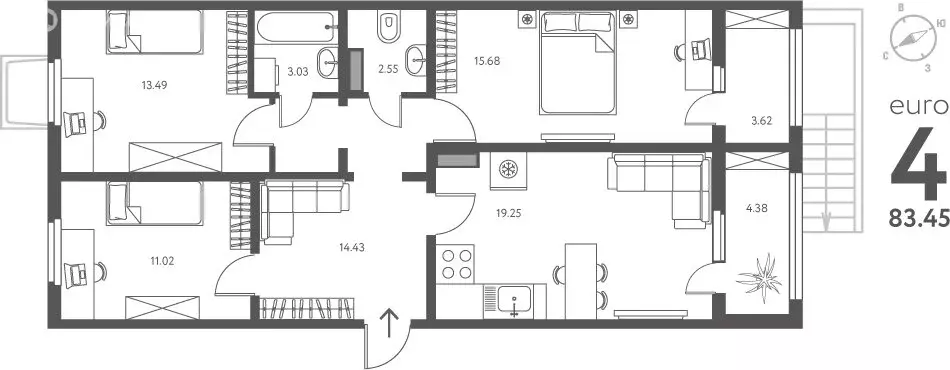 3-комнатная квартира: Липецк, улица Перова, 2Д (83.45 м) - Фото 0