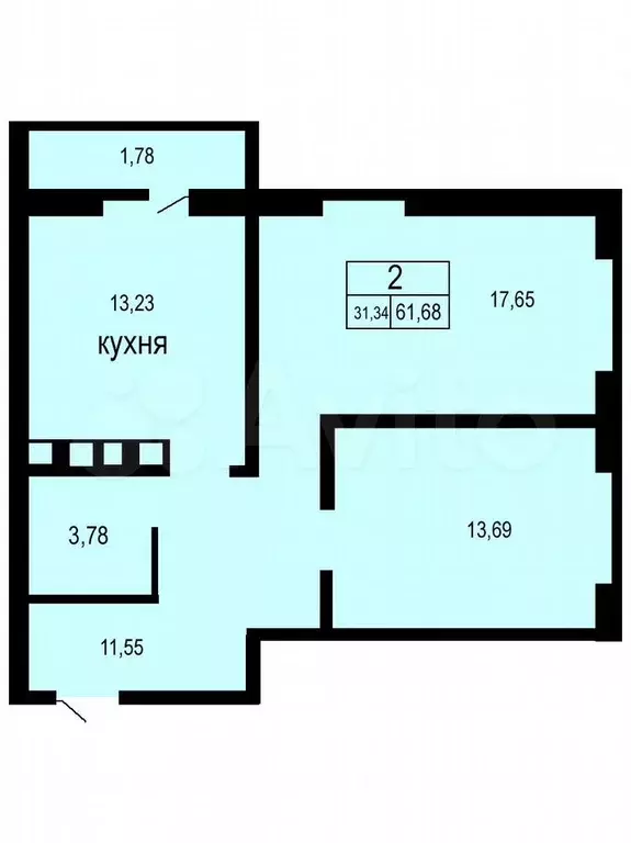 2-к. квартира, 62 м, 8/25 эт. - Фото 0