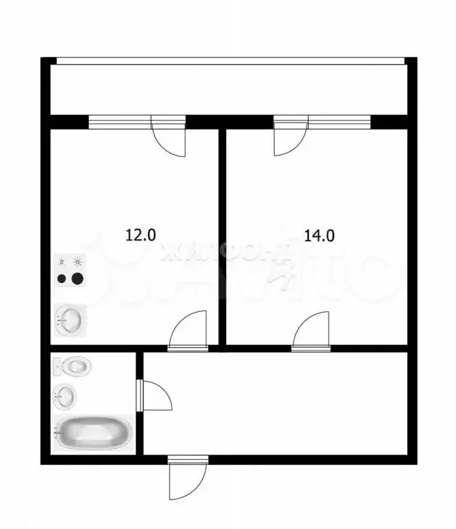 2-к. квартира, 41,7 м, 1/10 эт. - Фото 0