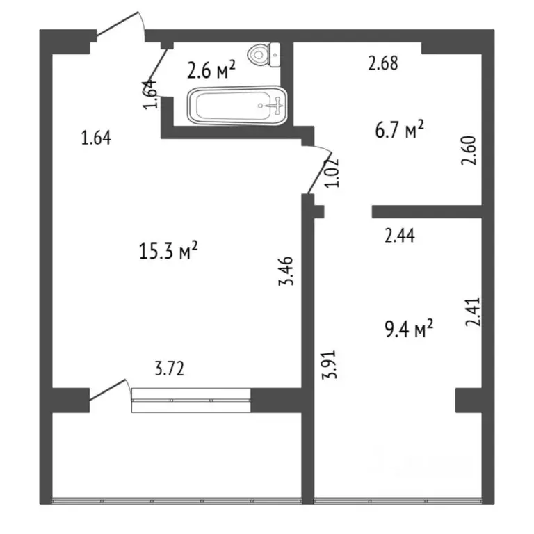 2-к кв. Тюменская область, Тюмень ул. Газовиков, 20 (34.0 м) - Фото 2