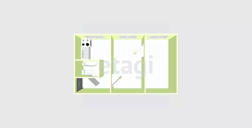 2-к кв. Сахалинская область, Анива Октябрьская ул., 26 (43.4 м) - Фото 2