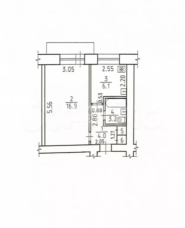 1-к. квартира, 30,9 м, 2/5 эт. - Фото 0
