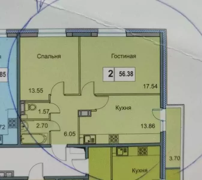 2-к кв. Ленинградская область, Мурино Всеволожский район, ул. ... - Фото 1