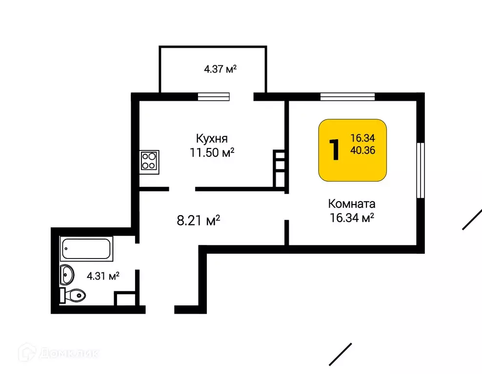 Продаётся 1-к квартира, 41.67 м - Фото 0