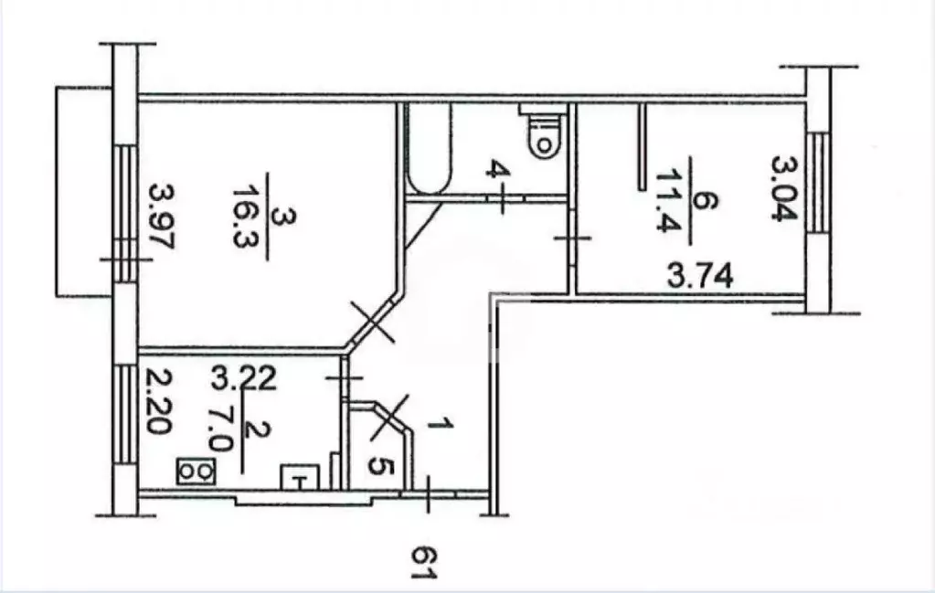 2-к кв. Томская область, Томск ул. Карла Ильмера, 19 (49.4 м) - Фото 1