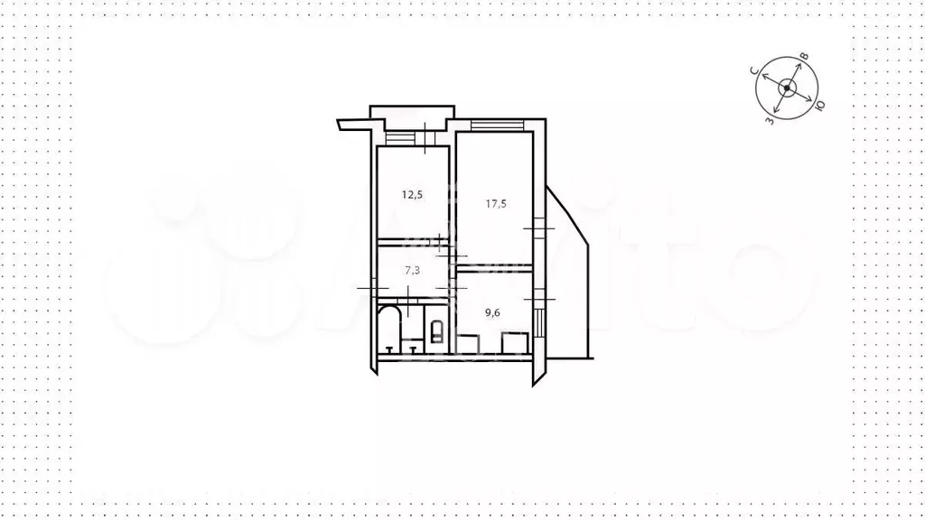 2-к. квартира, 51,6 м, 7/9 эт. - Фото 0