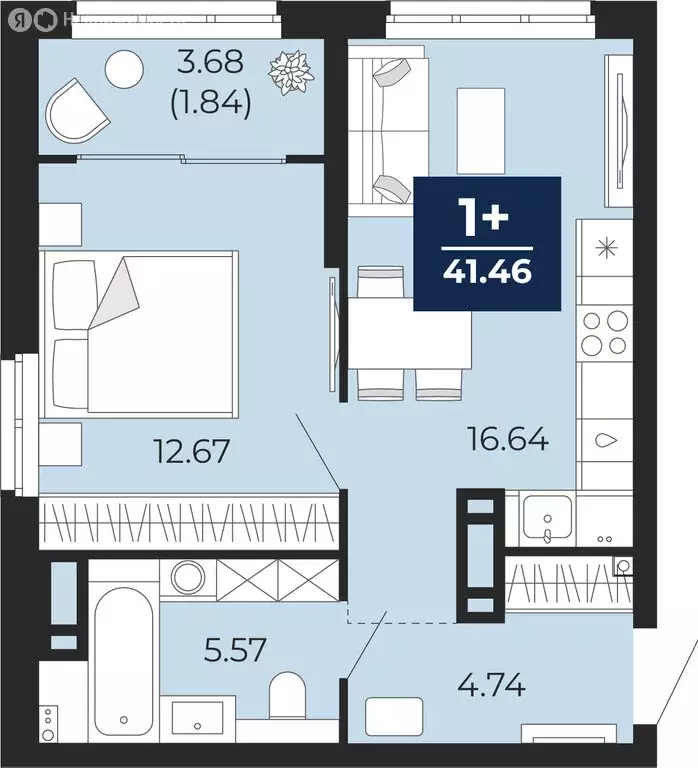 1-комнатная квартира: Тюмень, Камчатская улица, 107к1 (43.3 м) - Фото 1