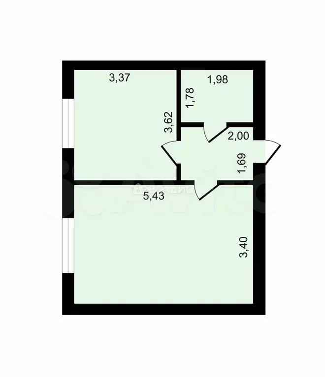 1-к. квартира, 38 м, 5/5 эт. - Фото 0