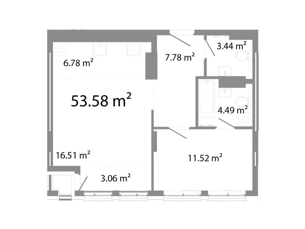 2-к кв. Челябинская область, Челябинск ул. Худякова, 18/3 (53.58 м) - Фото 1