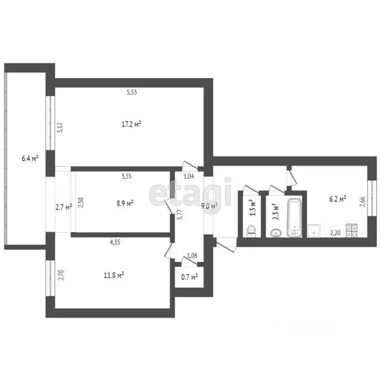 3-к кв. Крым, Саки ул. Советская (59.0 м) - Фото 1