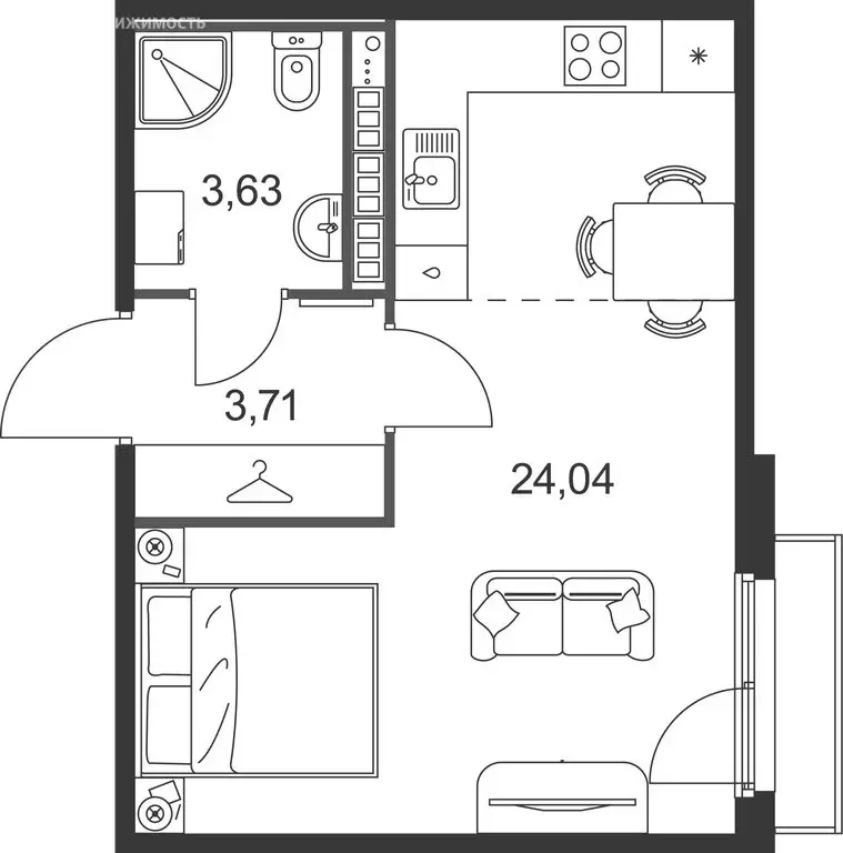 Квартира-студия: Ленинградская область, Гатчинский муниципальный ... - Фото 2