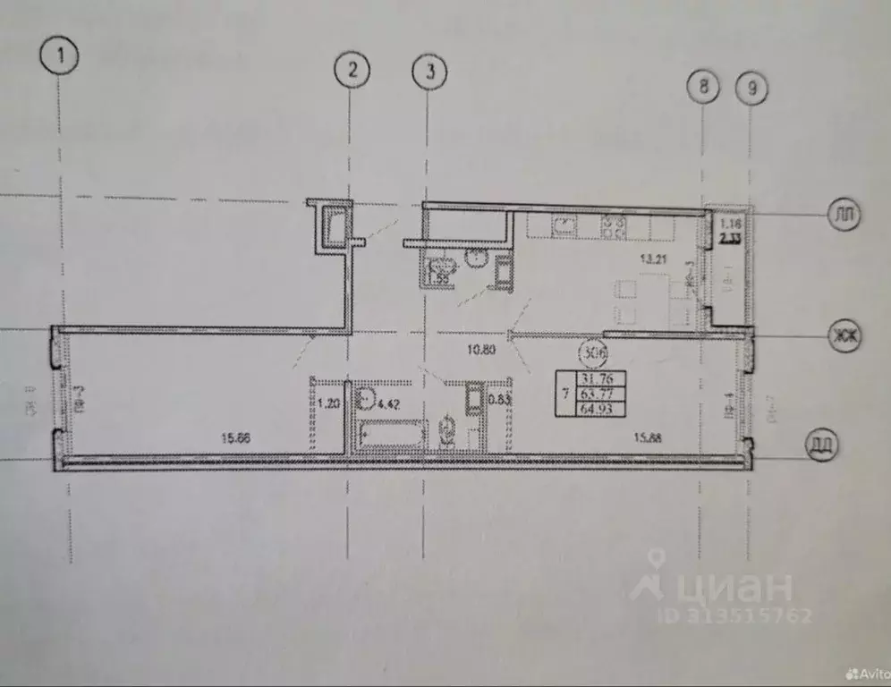 2-к кв. Санкт-Петербург Днепропетровская ул., 65 (63.0 м) - Фото 0