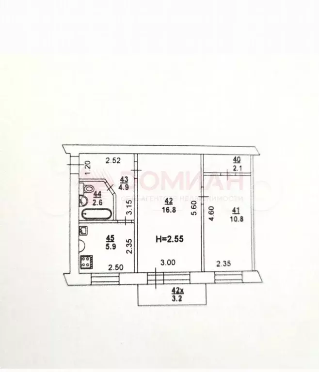 2-к. квартира, 46 м, 2/5 эт. - Фото 0