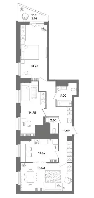 3-комнатная квартира: Санкт-Петербург, улица Кустодиева, 7к1 (91 м) - Фото 1