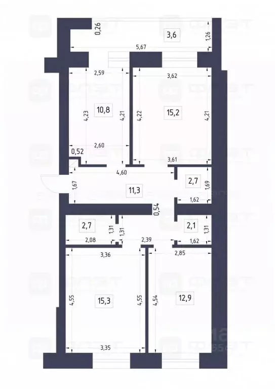 3-к кв. Татарстан, Казань ул. Аметьевская магистраль, 4 (73.0 м) - Фото 2