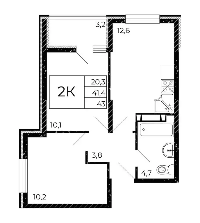 2-комнатная квартира: Ростовская область, Аксай (43 м) - Фото 0