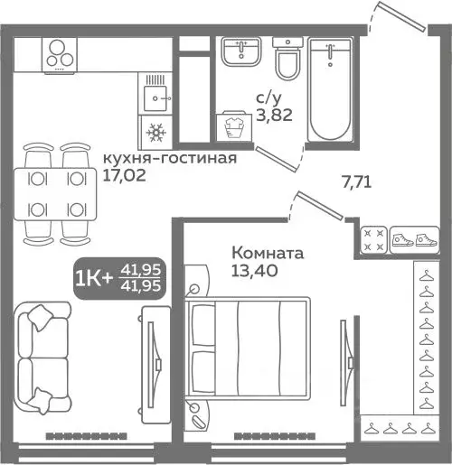 1-к кв. Тюменская область, Тюмень ул. Заполярная, 9/2 (41.95 м) - Фото 0