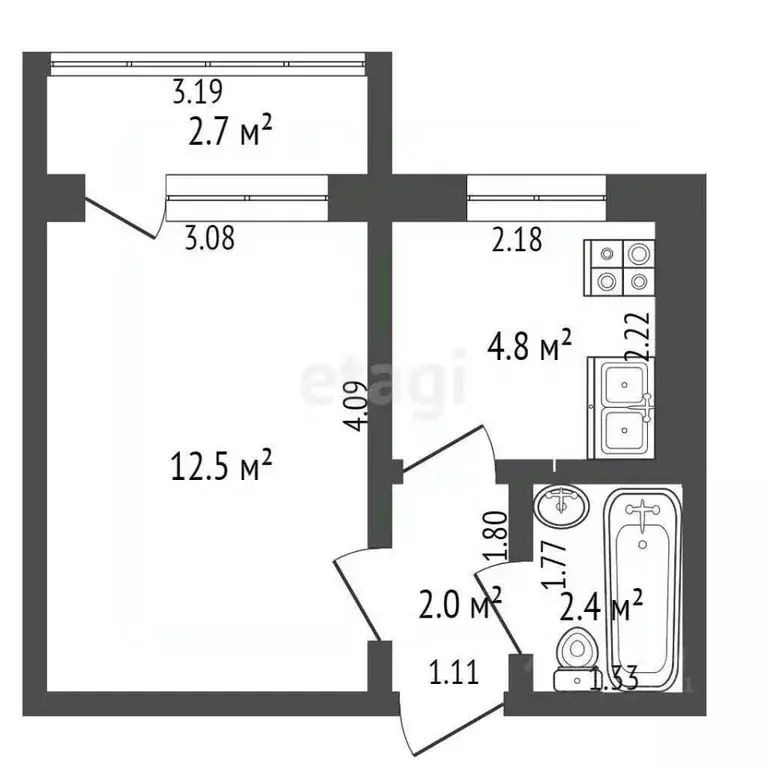 Студия Ростовская область, Ростов-на-Дону ул. Миронова, 4/2 (20.0 м) - Фото 1