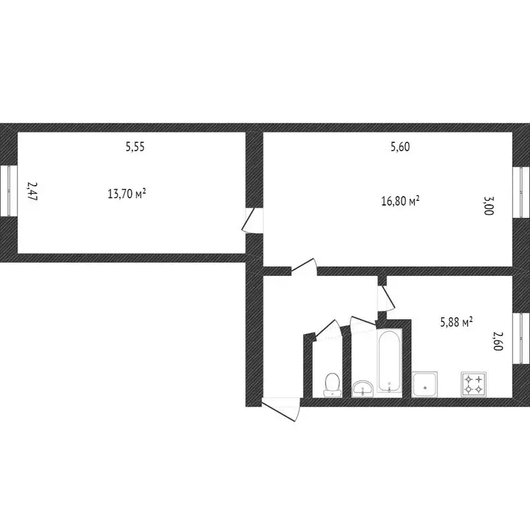 2-комнатная квартира: Шебекино, Московская улица, 5 (43 м) - Фото 0