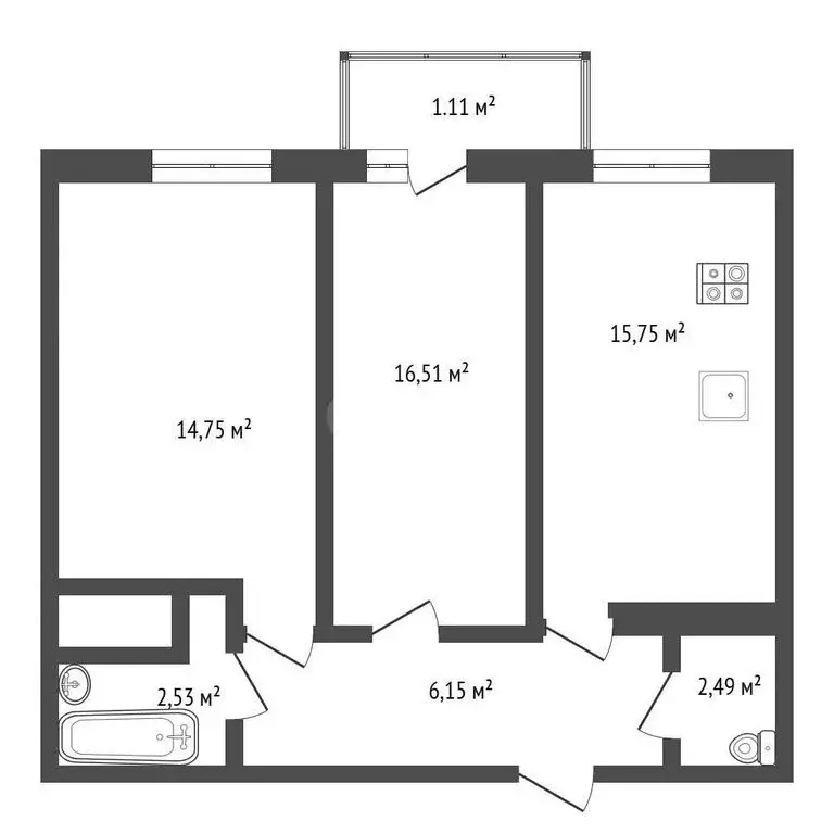 2-комнатная квартира: Саки, Набережная улица, 19 (59.2 м) - Фото 1