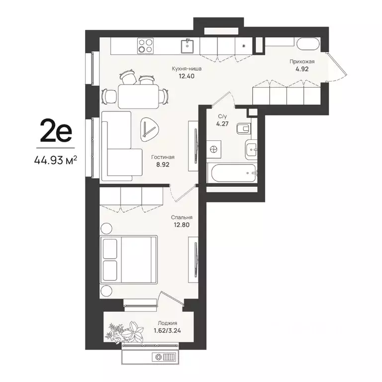 2-к кв. Пермский край, Пермь Уинская ул., 56 (44.93 м) - Фото 1