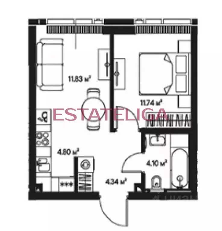 1-к кв. Москва Джойс жилой комплекс (37.0 м) - Фото 0
