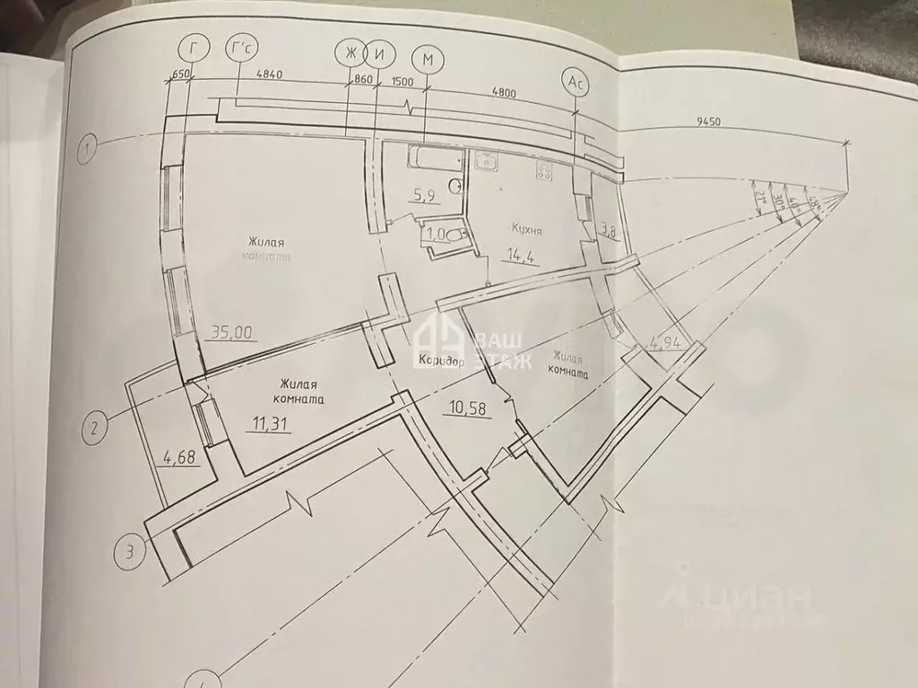 3-к кв. Калужская область, Калуга ул. Билибина, 11 (112.0 м) - Фото 2