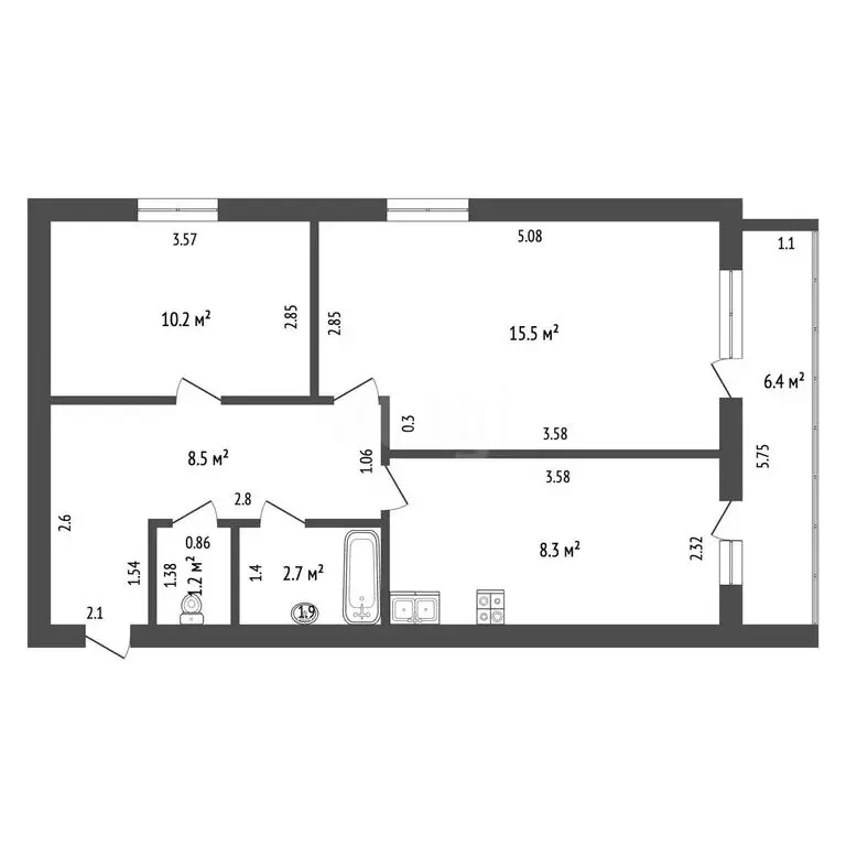 2-комнатная квартира: село Загородный, Фестивальная улица, 5В (46.4 м) - Фото 1