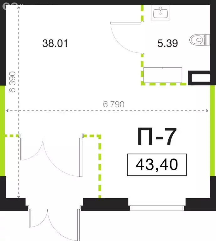 Помещение свободного назначения (43.4 м) - Фото 1