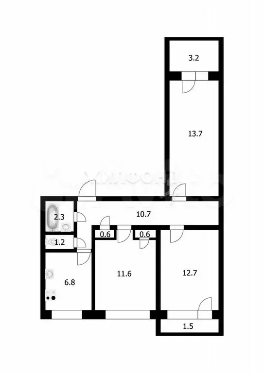 3-к. квартира, 60,2 м, 5/9 эт. - Фото 0