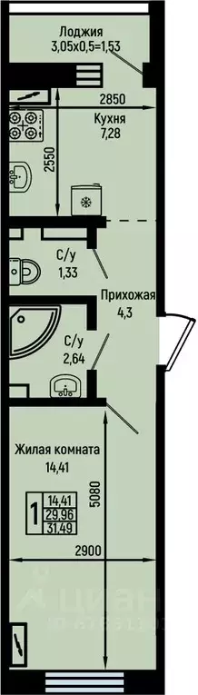 1-к кв. Краснодарский край, Туапсинский муниципальный округ, с. Небуг ... - Фото 1