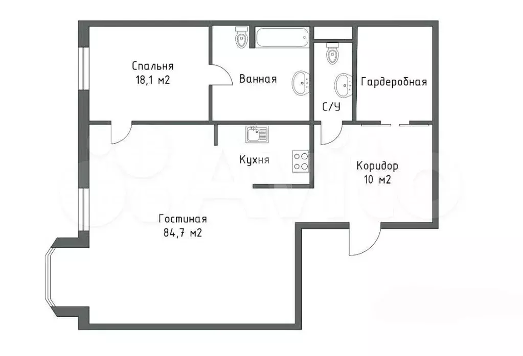 2-к. квартира, 111 м, 2/7 эт. - Фото 0
