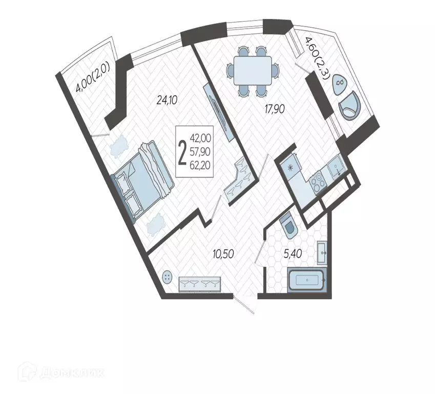 Продаётся 2-к квартира, 63.3 м - Фото 0