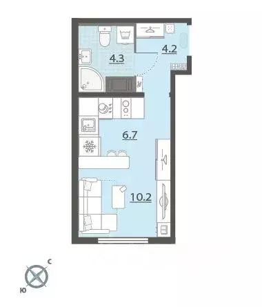 Студия Свердловская область, Екатеринбург Широкая Речка мкр, Меридиан ... - Фото 2