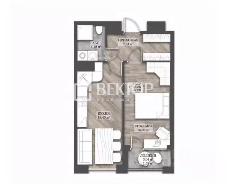 1-к кв. Ивановская область, Иваново ул. Ермака, 10 (47.0 м) - Фото 1