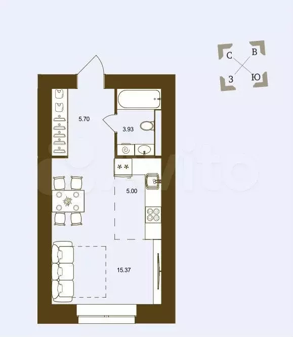 Квартира-студия, 30 м, 16/16 эт. - Фото 1
