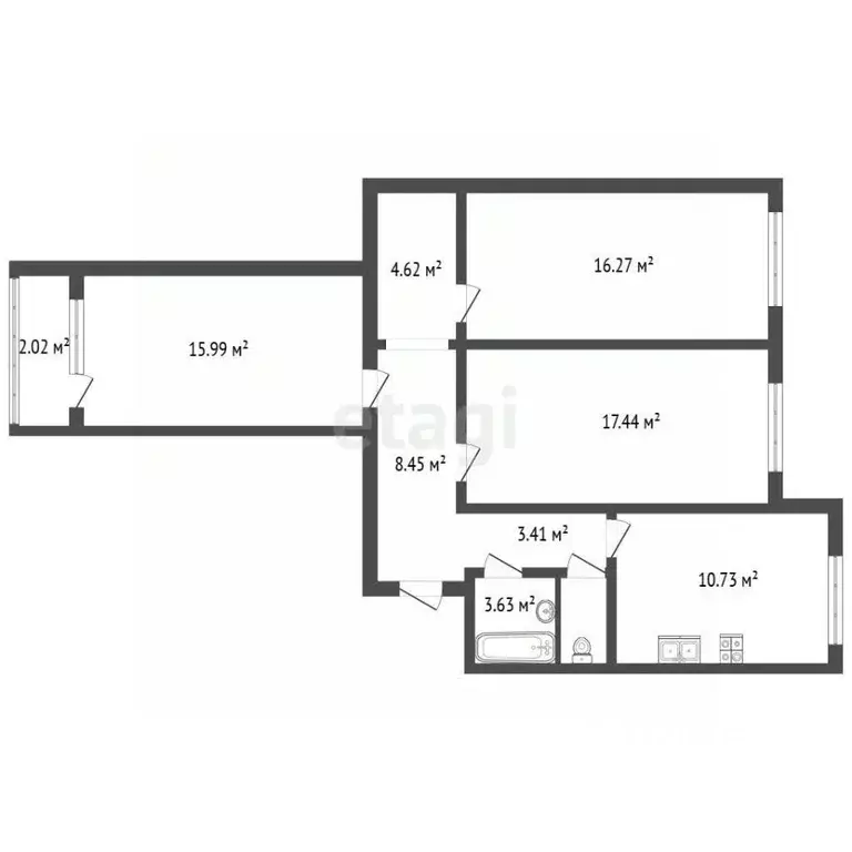 3-к кв. Санкт-Петербург ул. Композиторов, 31к2 (80.1 м) - Фото 2